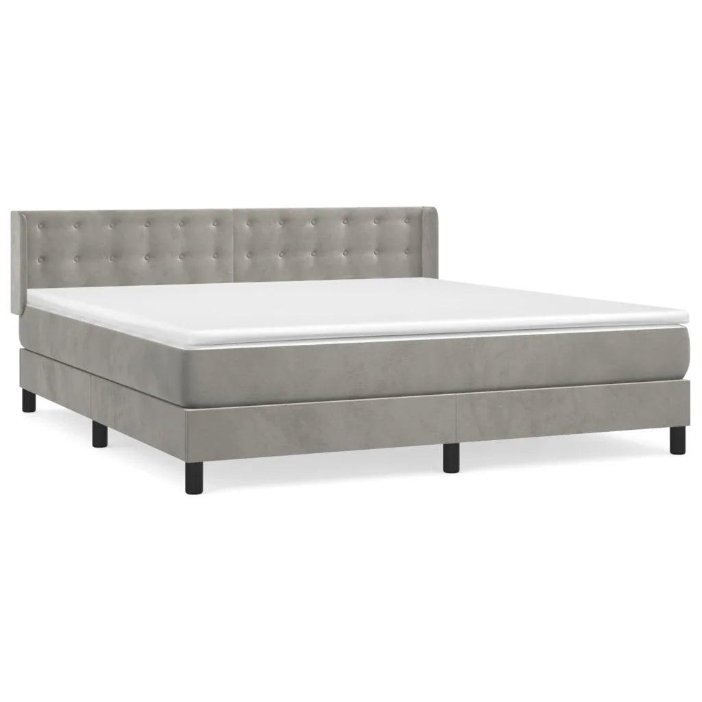 Giroletto a Molle con Materasso Grigio Chiaro 160x200cm Velluto