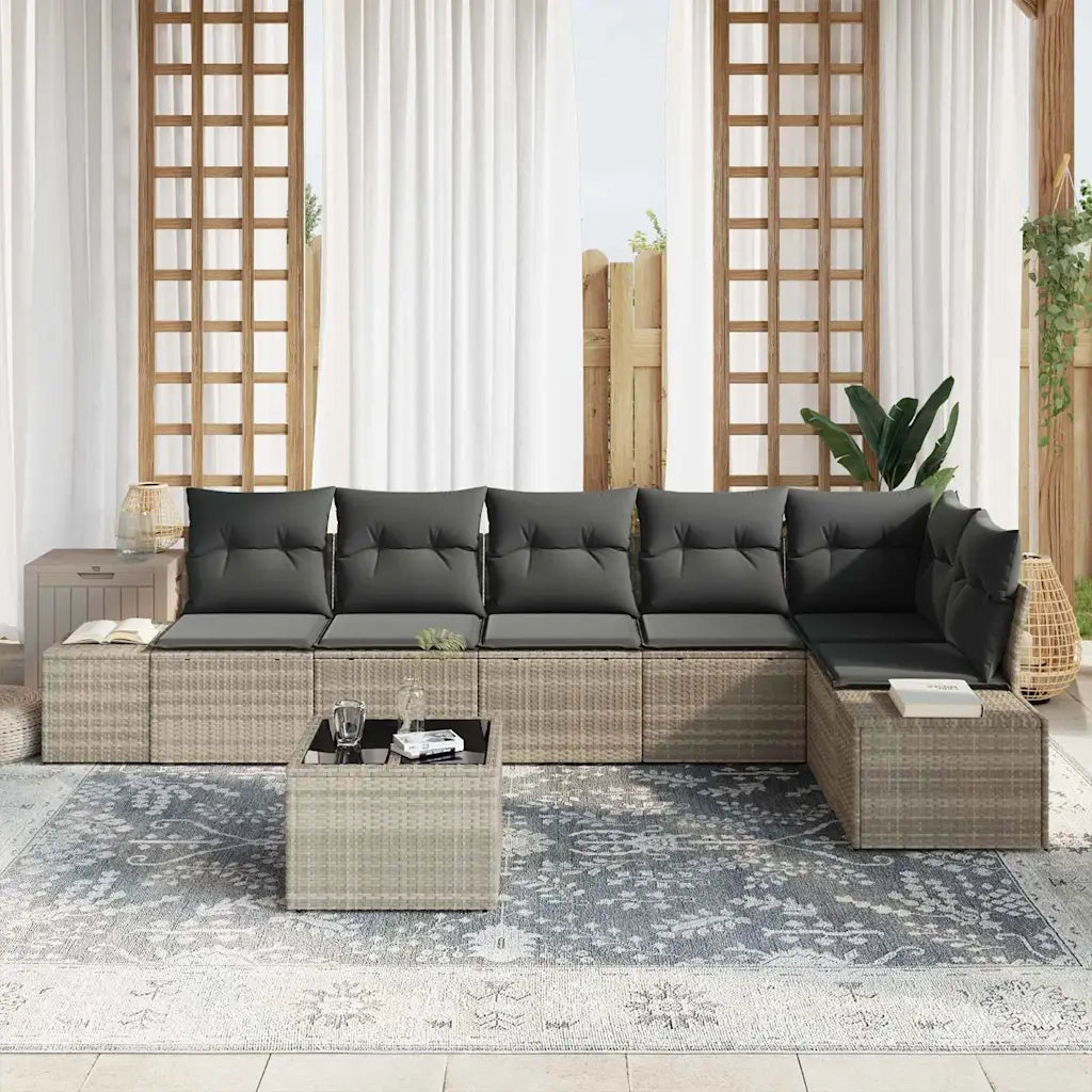 Set Divano da Giardino 7 pcs Grigio chiaro polyrattan 3347092