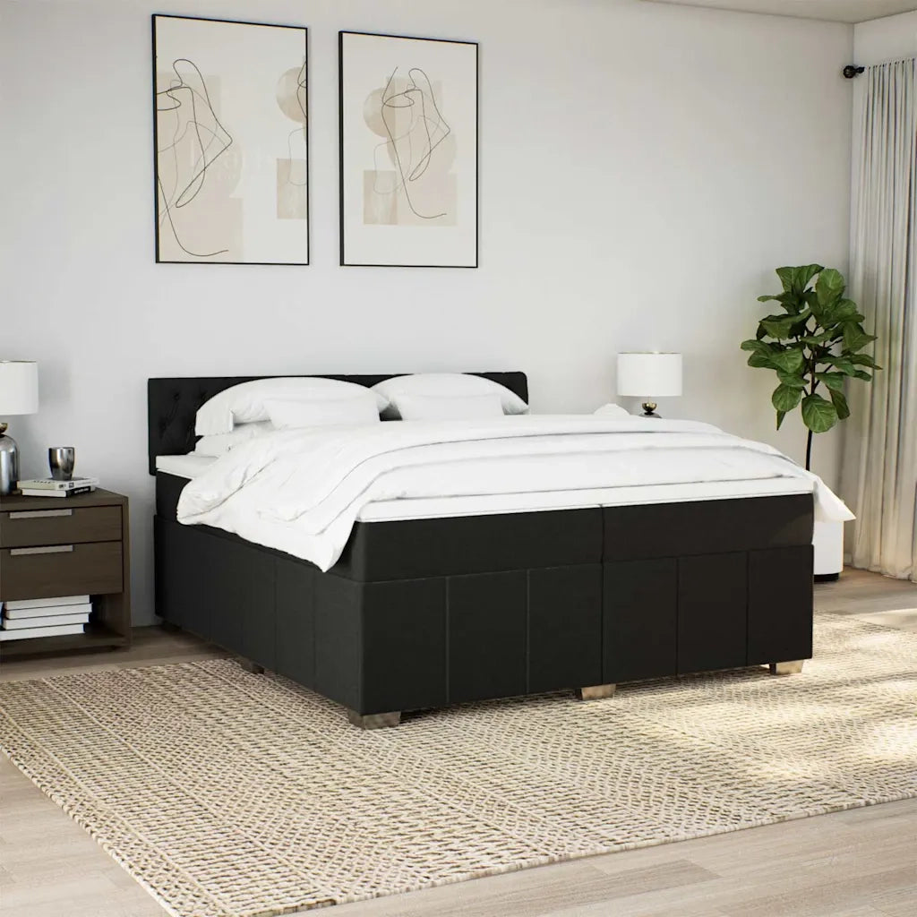 vidaXL Giroletto a Molle con Materasso Nero 200x200 cm in Tessuto