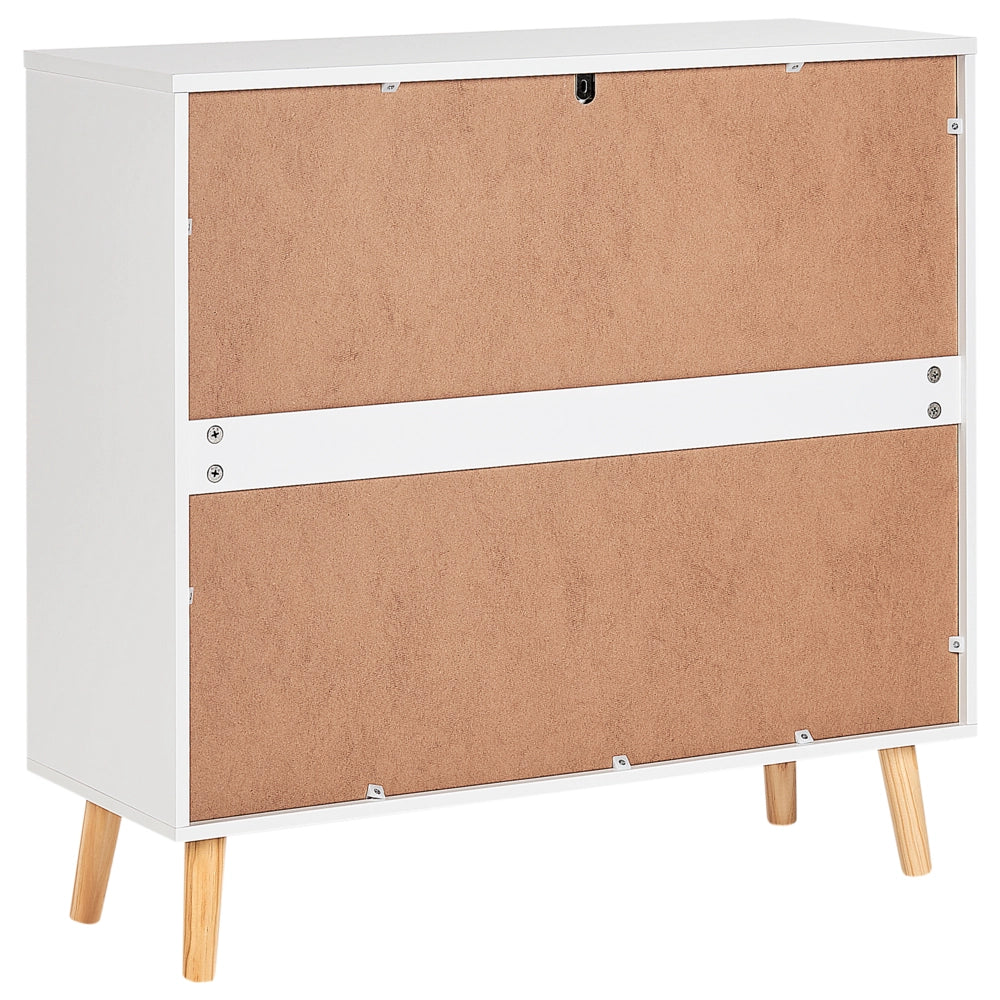 Cassettiera a 3 cassetti in MDF bianco Gambe in legno di pino Maniglie a forma di nuvola Camera dei bambini