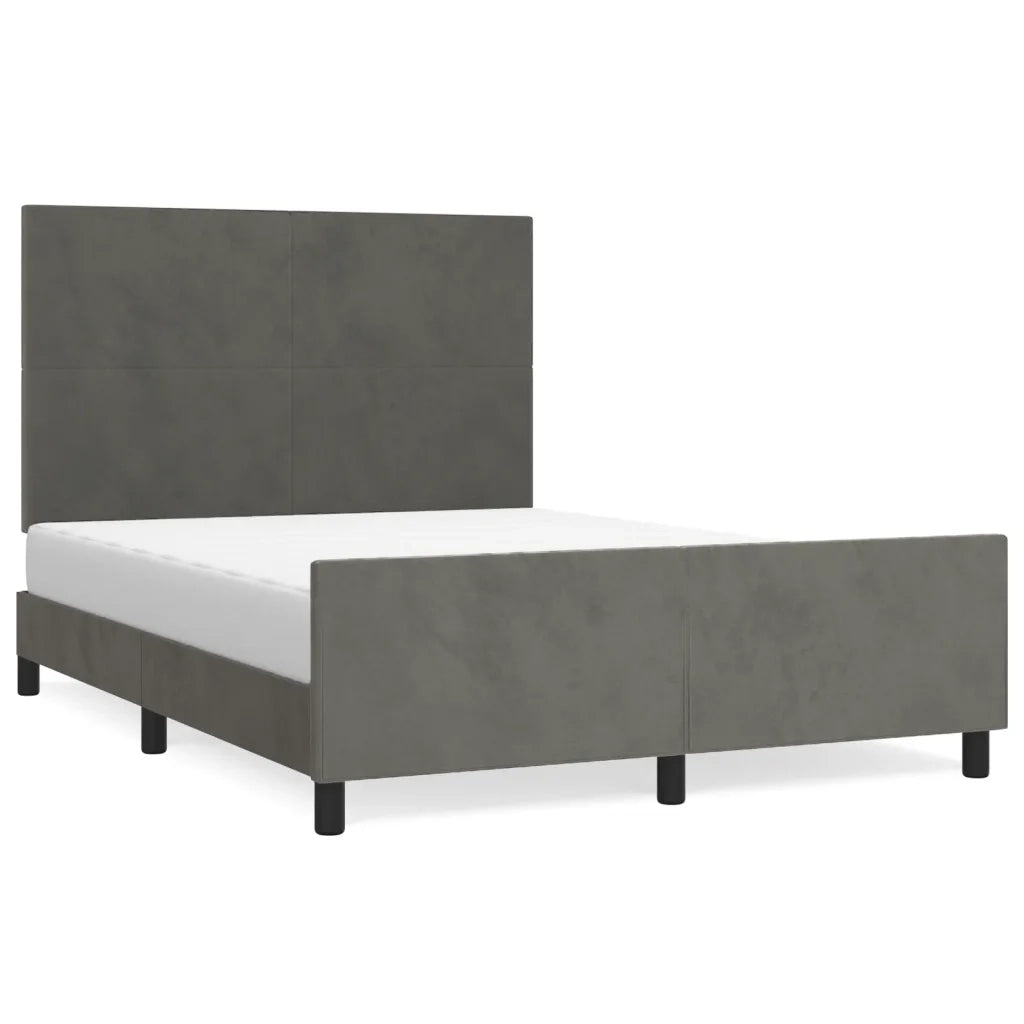 Letto matrimoniale | Letto per adulti | Giroletto senza Materasso Grigio Scuro 140x190 cm Velluto