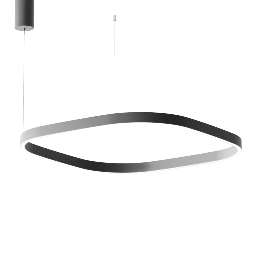 Lampada a Sospensione CRISEIDE S/1G Q Quadrata LED 80W 4200lm 3000K dimmerabile alluminio Nero satinato - Gealuce