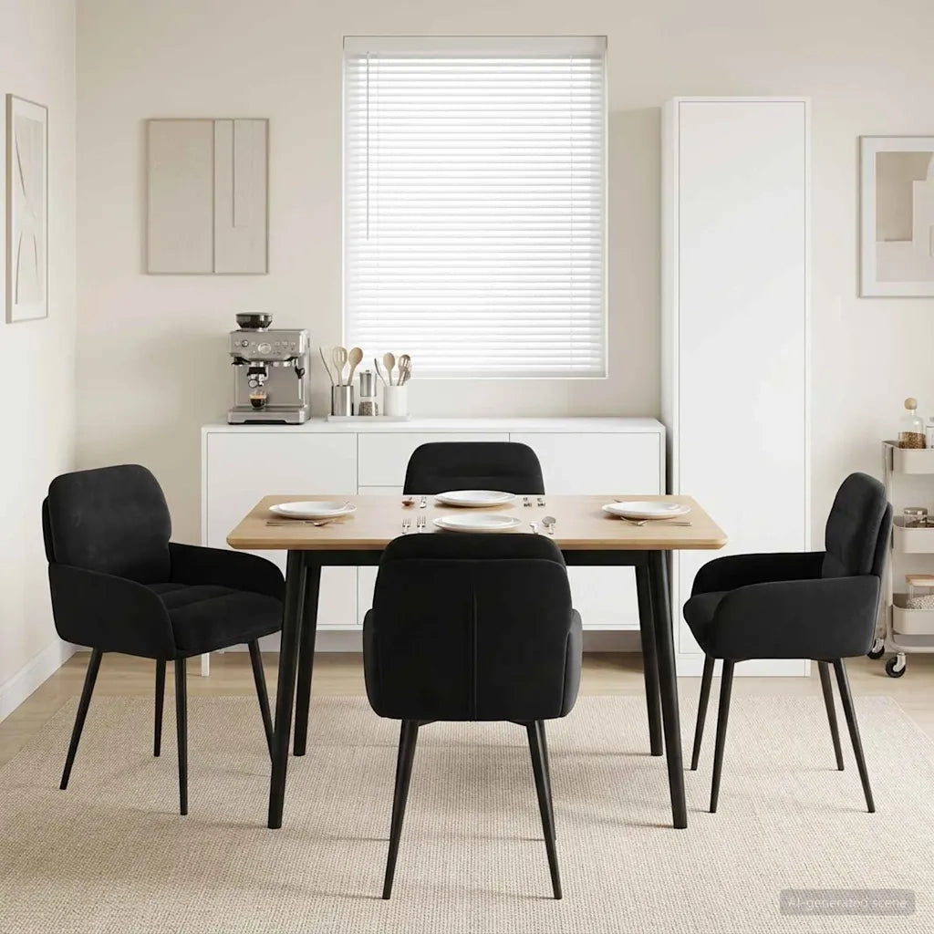 Sedie da pranzo 4 pcs Velluto (V) Nero 59 x 59,5 x 90 cm 3428242