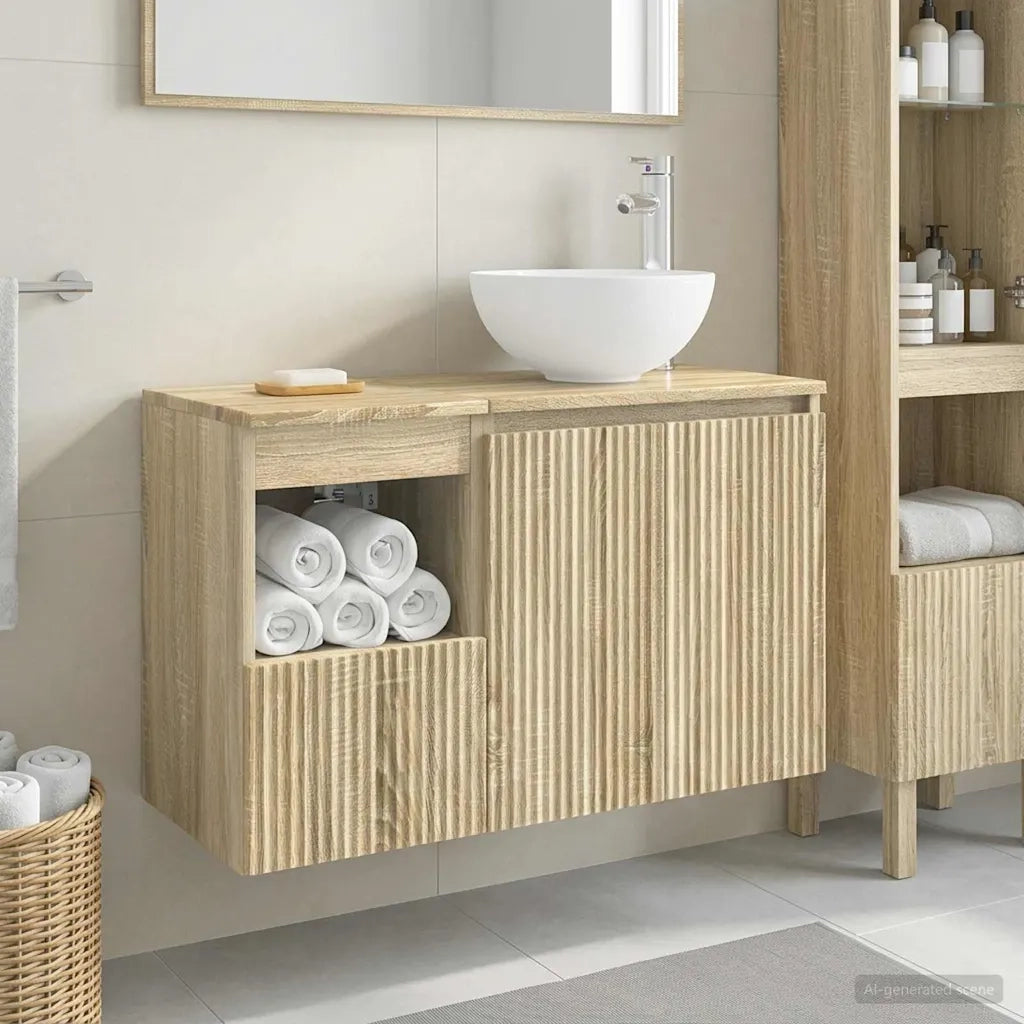 Set di mobili per il bagno 2 pz Rovere Sonoma 3404036