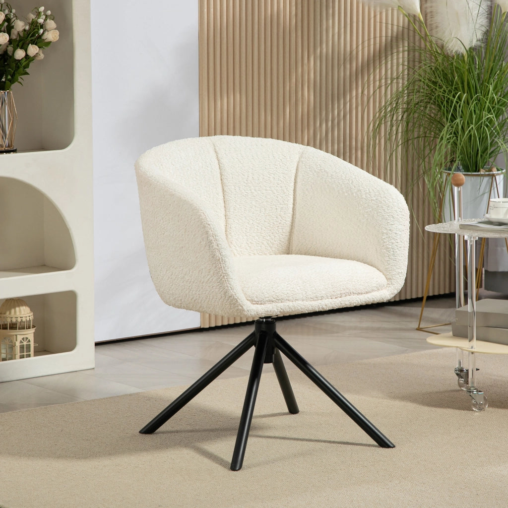 Poltrona girevole imbottita con rivestimento in tessuto ¨C Zephmum ¨C Cremewei?