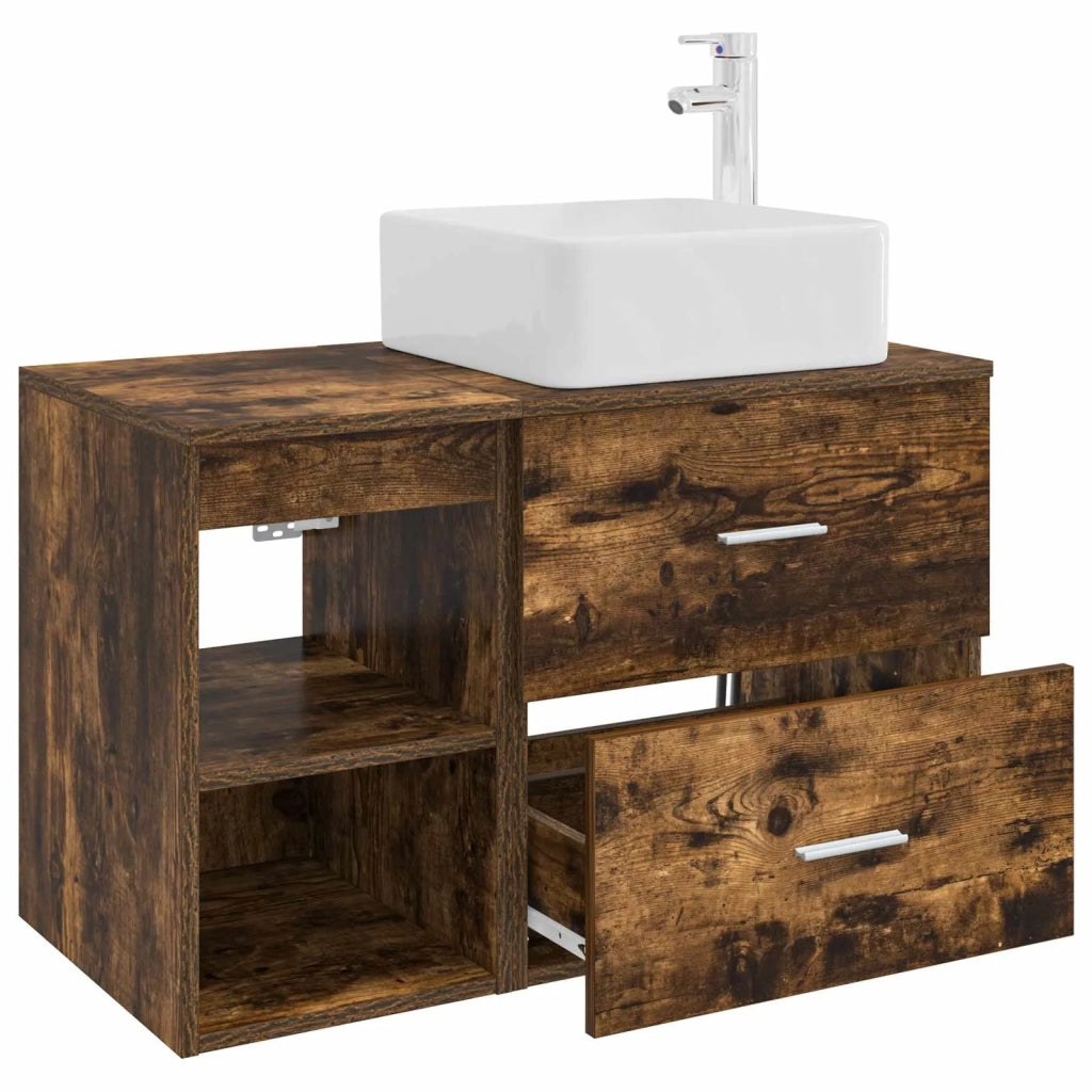 Set di mobili per il bagno 2 pcs Rovere Fumo 3403884