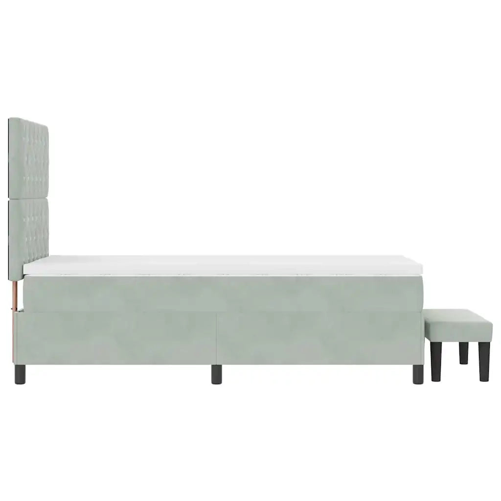 Letto a molle con materasso Grigio chiaro 90 x 190 cm Velluto 3344414