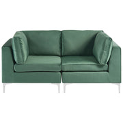 Divano componibile in velluto grigio a 2 posti con gambe in metallo verde Stile glamour