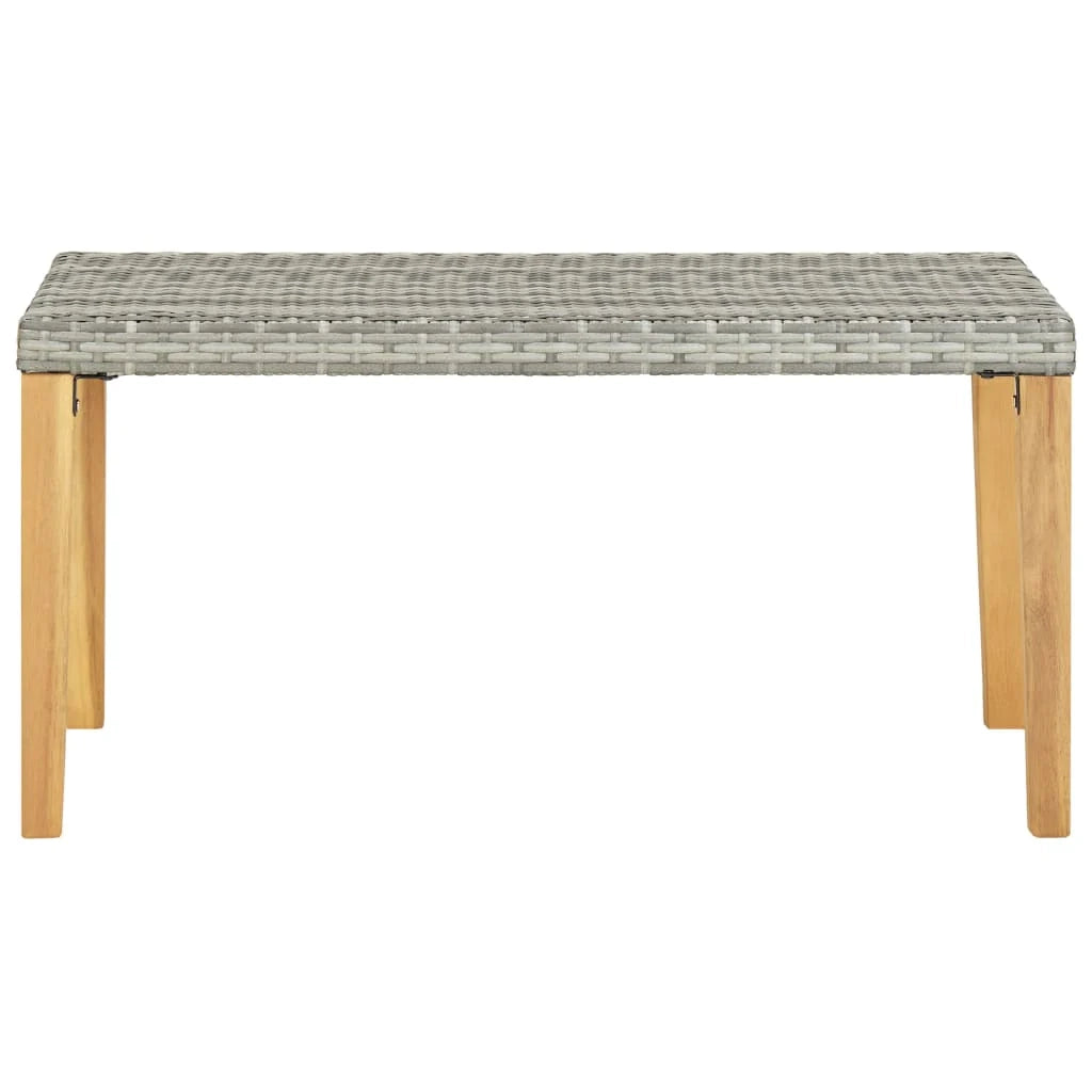 Panca da giardino arredo da esterno terrazza 120 cm resina intrecciata grigia e legno di acacia 02_0011202