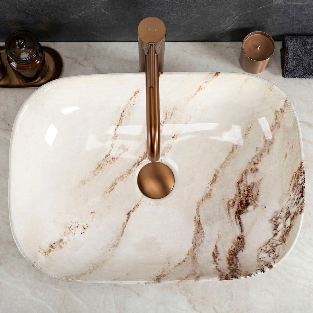 Lavabo Da Appoggio Rea Belinda Marrone Shiny