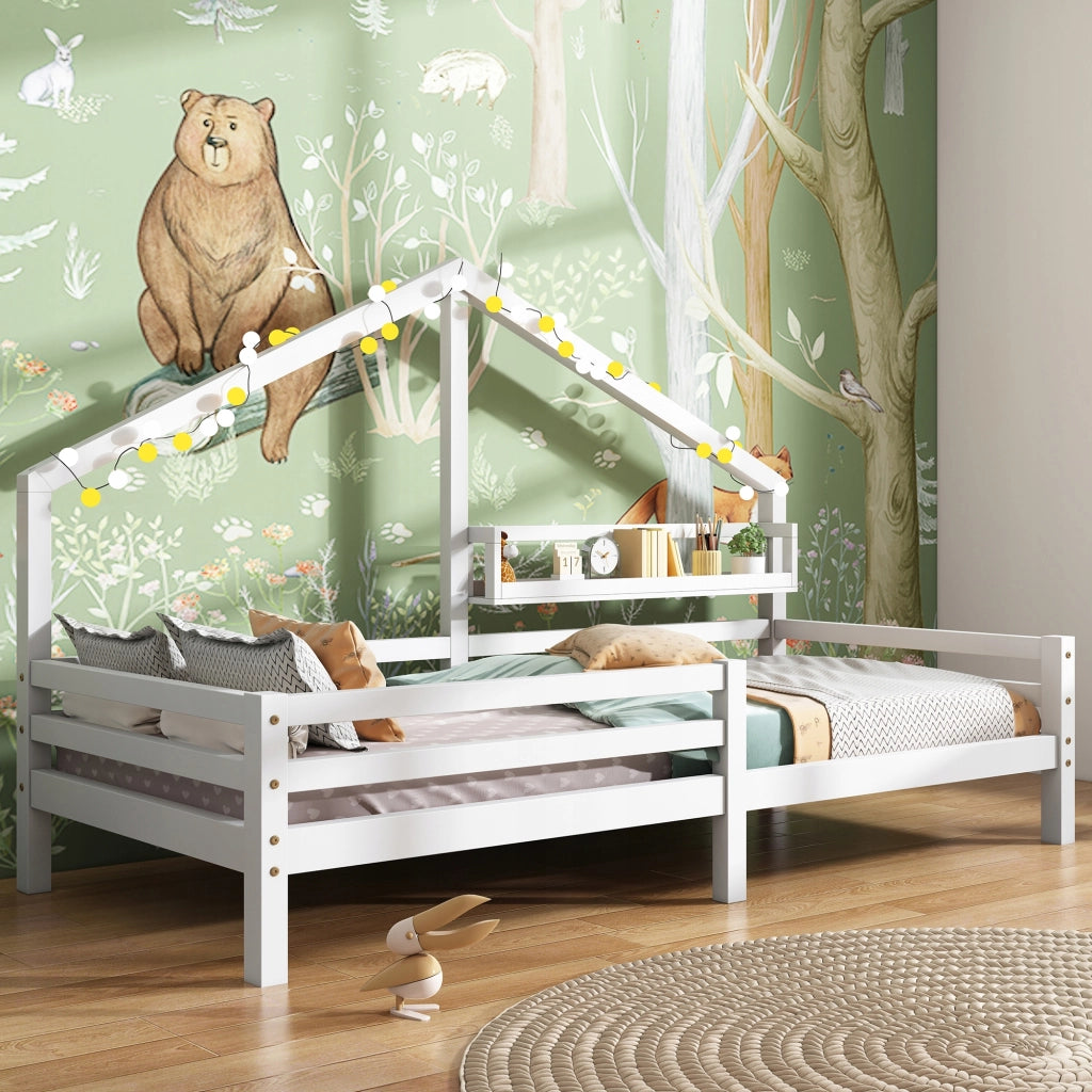 Letto singolo 90x200 bianco con scaffale - Xylo
