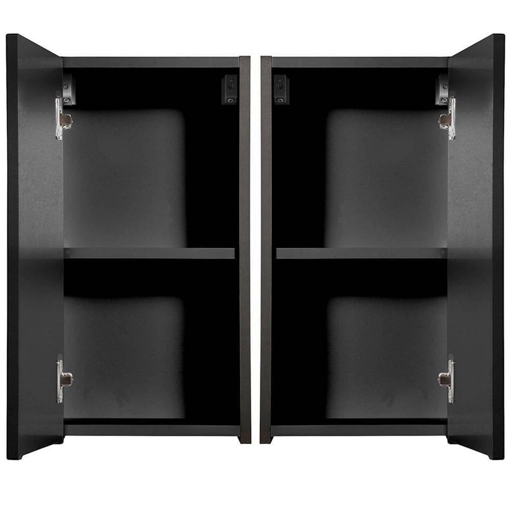Armadietto Pensile da Bagno NEWPORT con Anta Reversibile 57x30x19 cm Nero [en.casa]