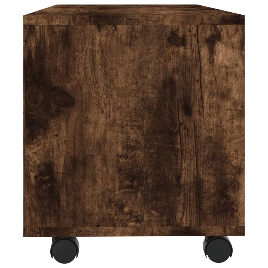 Mobile TV multimediale scaffale TV credenza mobile TV sala da pranzo soggiorno camera da letto su rotelle rovere affumicato 90 x 35 x 35 cm legno ingegnerizzato marrone 02_0028481