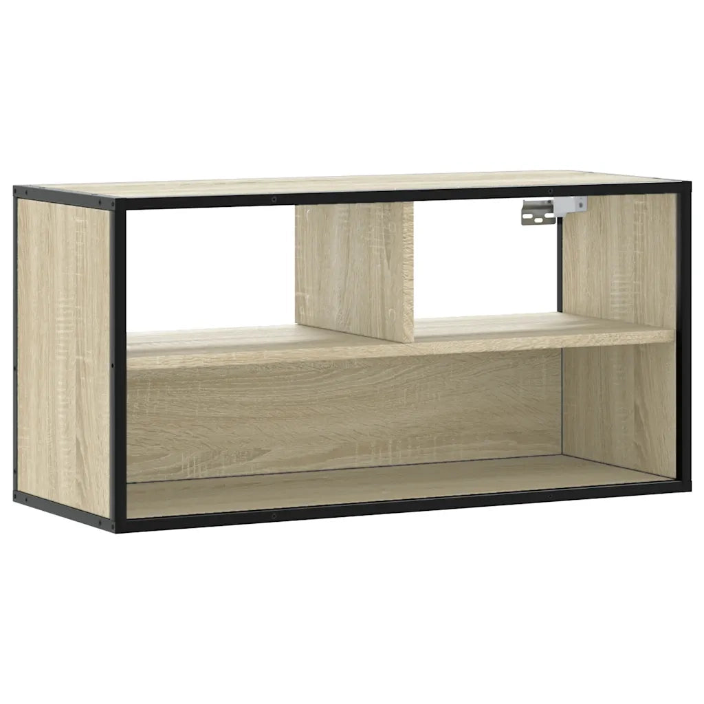 Mobile TV Rovere Sonoma 80x31x39,5 cm Legno Multistrato Metallo