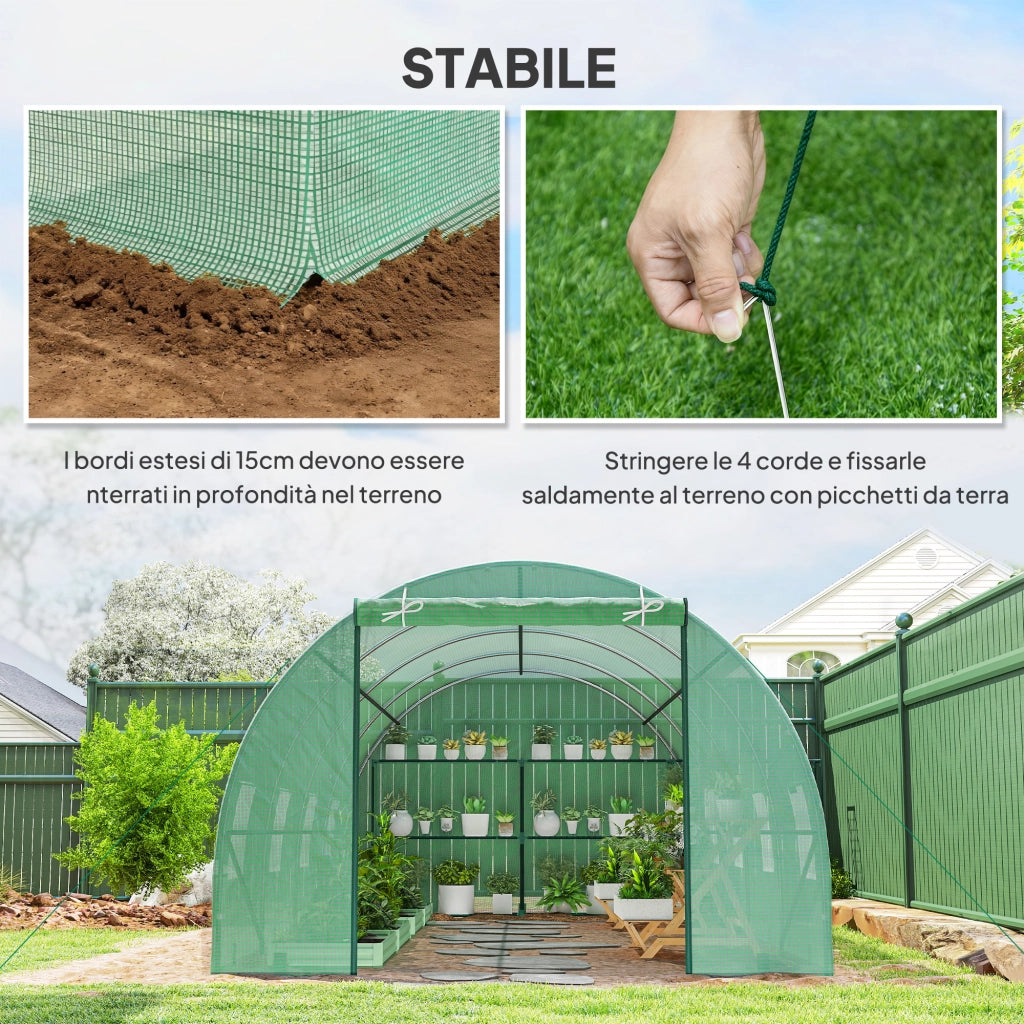 Serra da Giardino Tunnel con Finestre ¨C Zephmum ¨C Verde 6x3x2 m