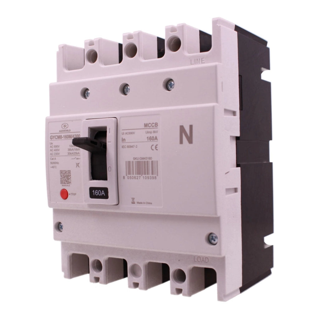Interruttore Scatolato MCCB 4P 160A 36kA, Magnetotermico Trifase AC 400V