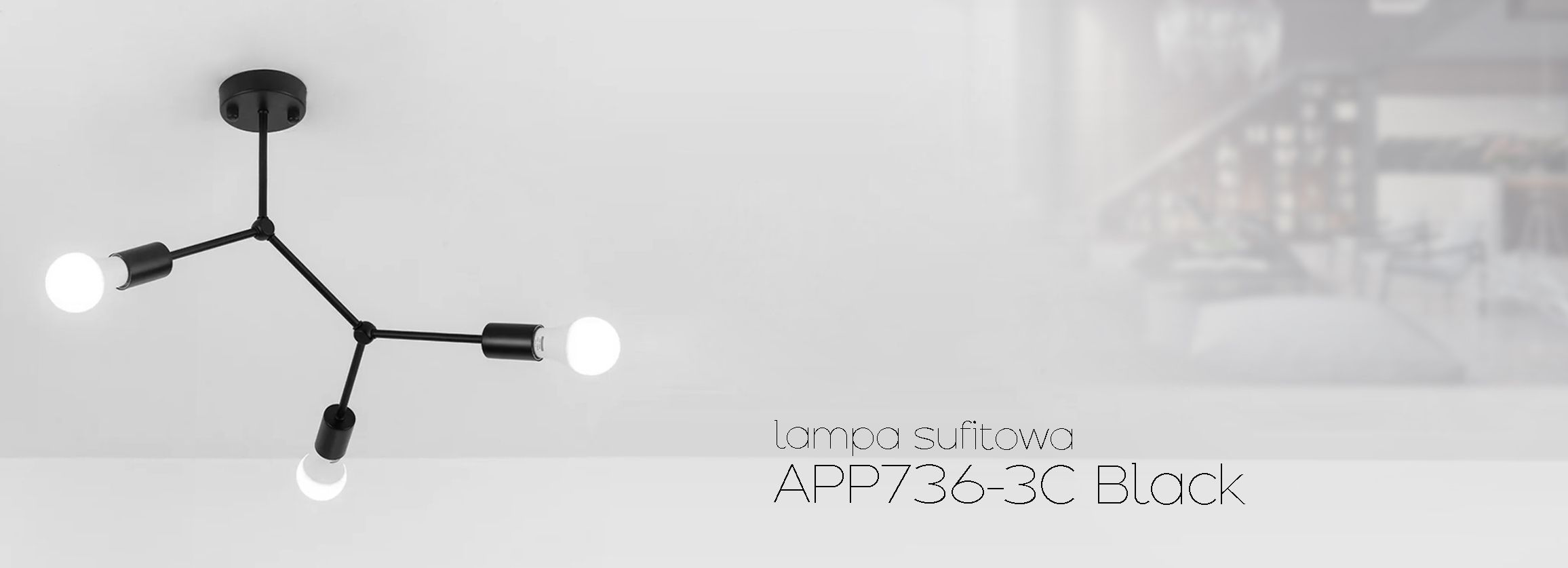 Lampada Da Soffitto Nera Metallo Loft APP736-3C Black