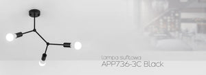 Lampada Da Soffitto Nera Metallo Loft APP736-3C Black