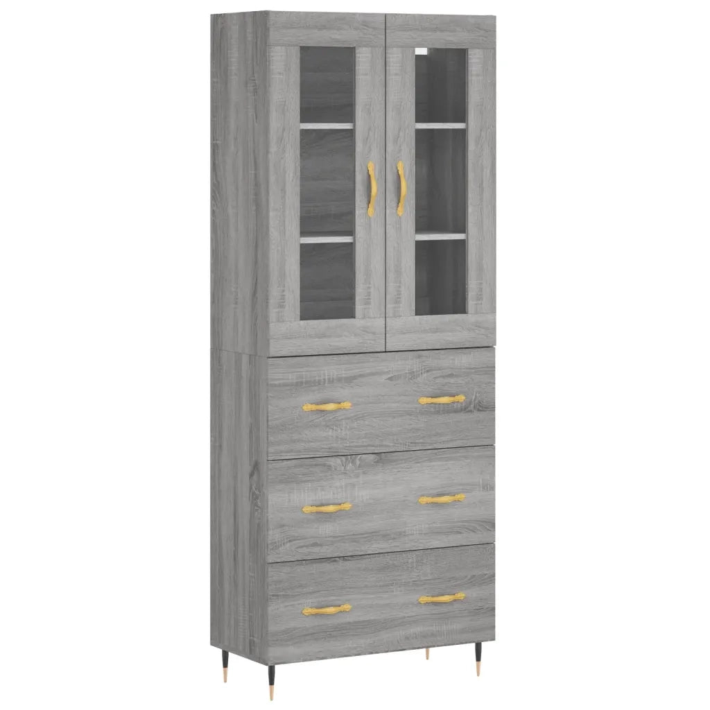 Credenza Grigio Sonoma 69,5x34x180 cm in Legno Multistrato 3198391