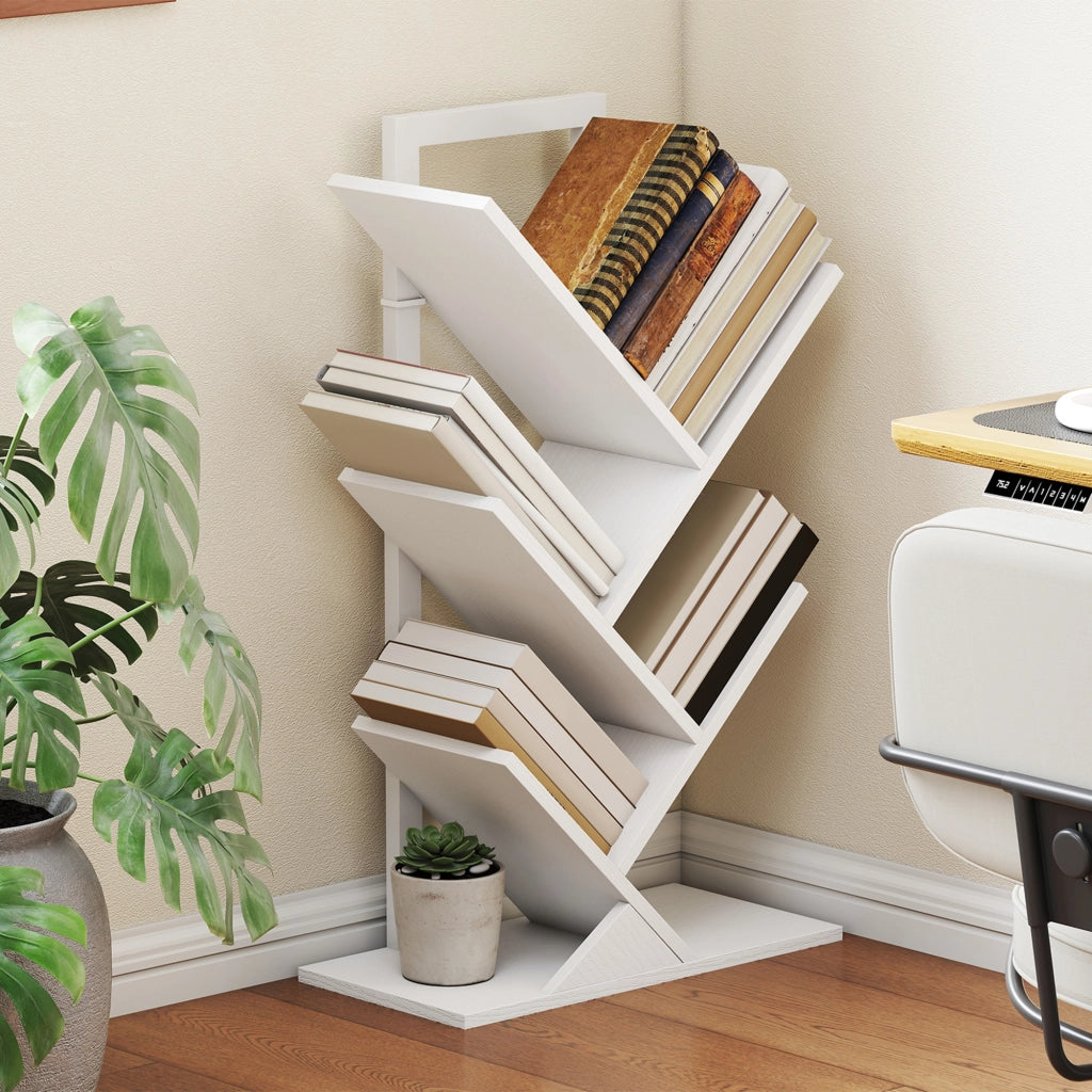 Libreria a Forma di Albero con 5 Ripiani ¨C zephmum ¨C Bianco 50x24x82 cm