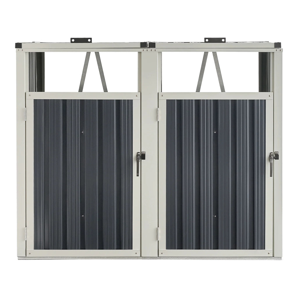 Contenitore per rifiuti a 2 scomparti con ante con maniglia 121 x 146 x 82 cm grigio antracite 03_0006694