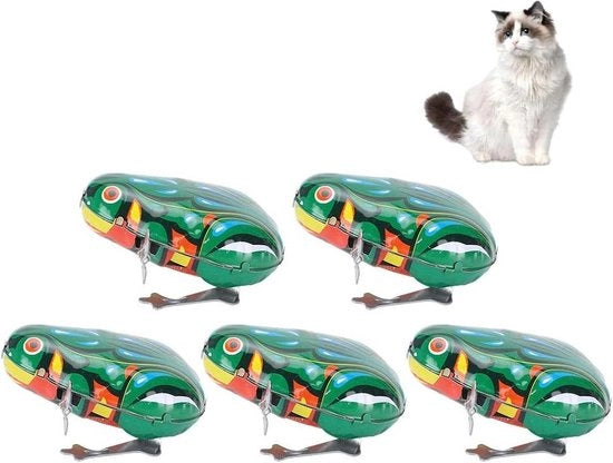 Orologio Classico Meccanico con Rana che Salta Cane Gatto - 5 pezzi Giocattolo Metallico a Carica (Rana a Carica Semi-Automatica)