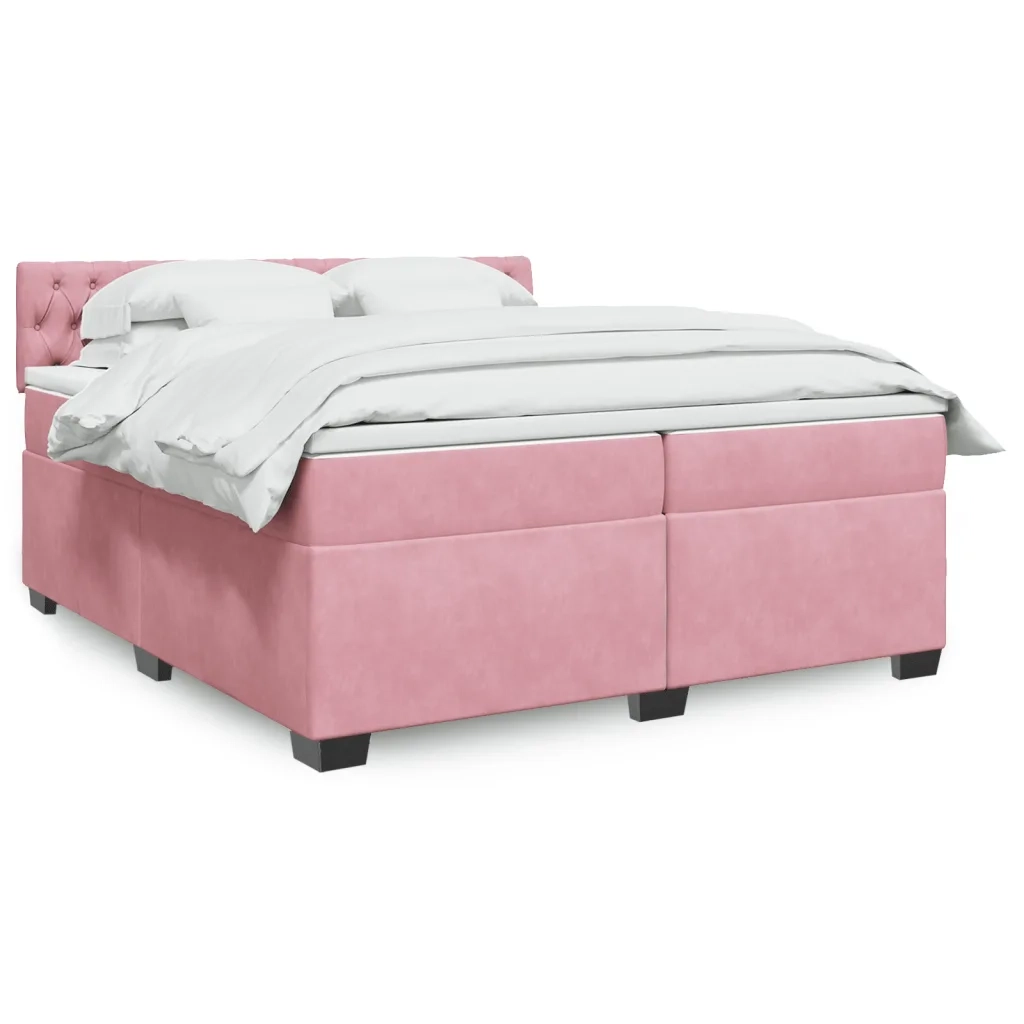 Giroletto a Molle con Materasso Rosa 200x200 cm in Velluto 3288713