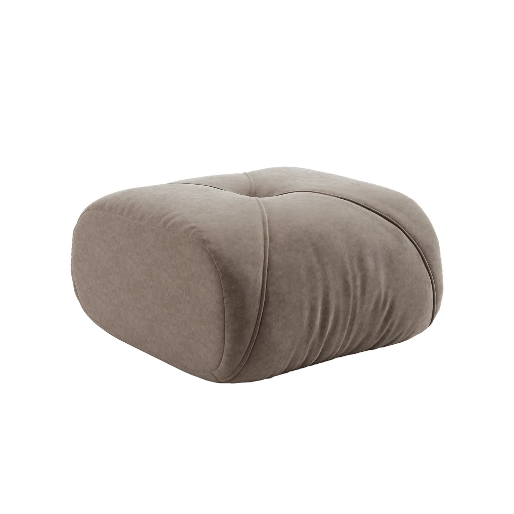POUF Imbottito in Chenille Taupe