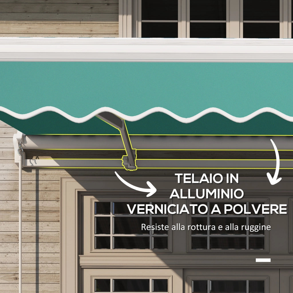Tenda da Sole Avvolgibile Esterno ¨C zephmum ¨C Verde Scuro 4x2.5m Metallo Alluminio