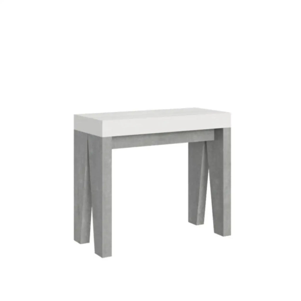Consolle allungabile 90x40/196 cm Naxy Mix Small piano bianco frassino - struttura cemento
