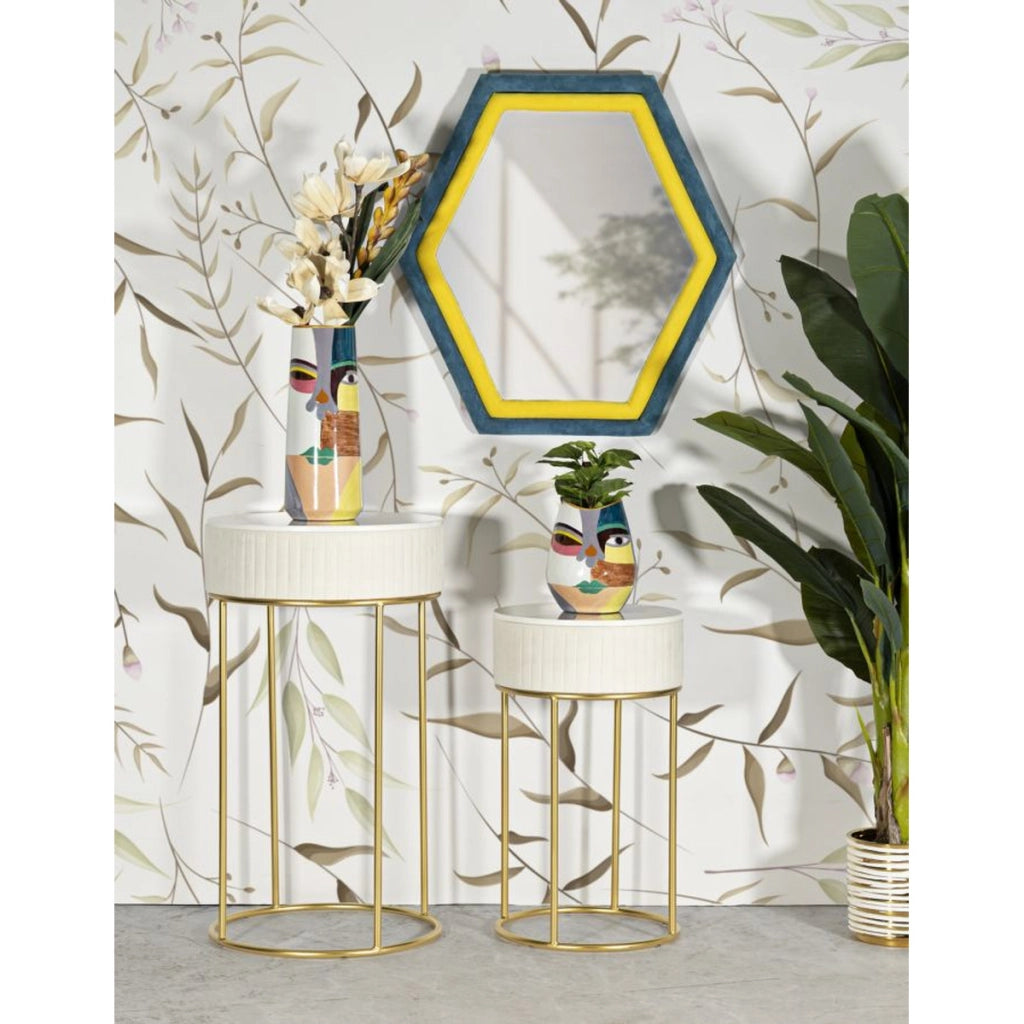 Set di Tavolini VKH772, Beige, Legno, 50x50x90 cm