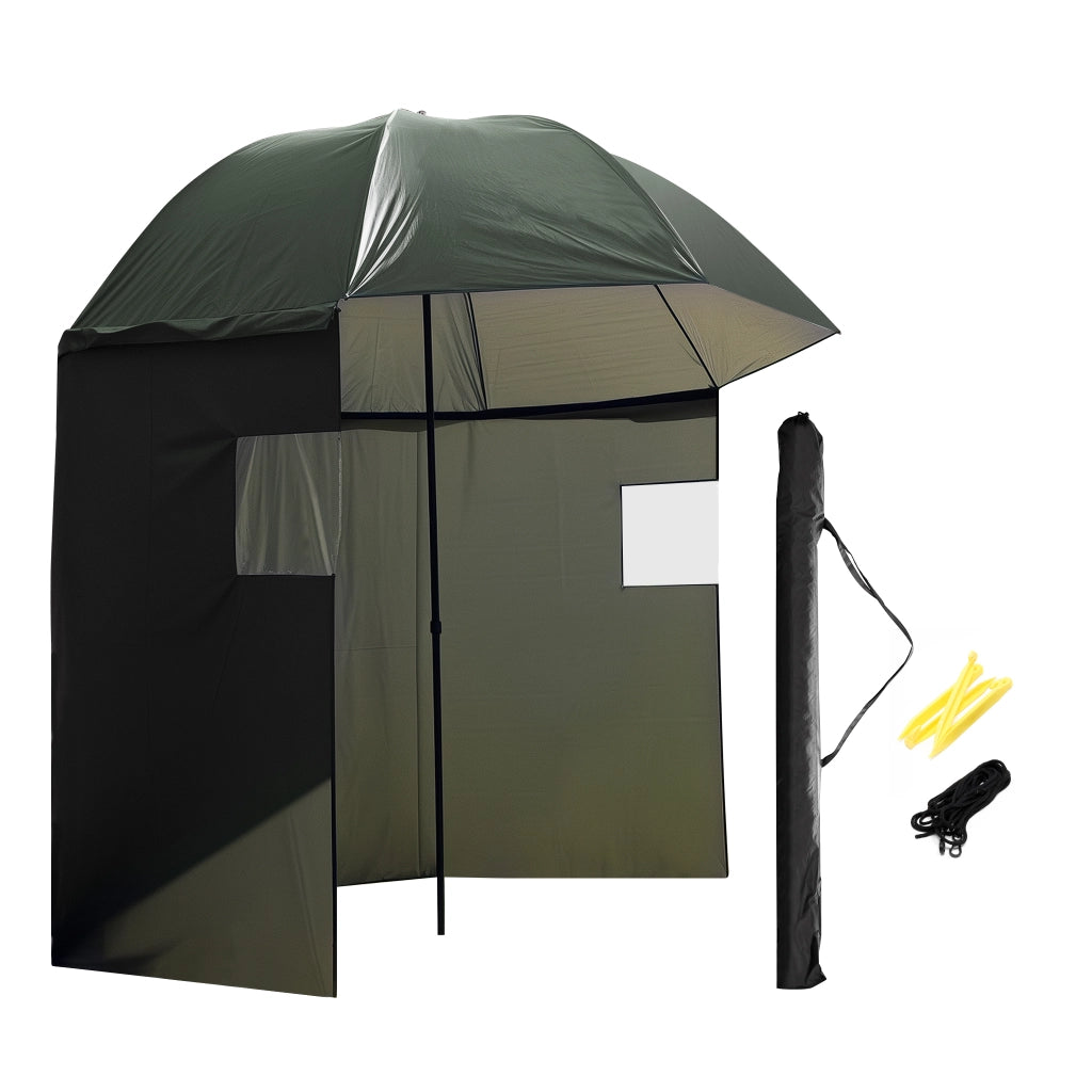 Ombrellone da pesca con tenda e due finestre 250 cm Protegge da vento e pioggia
