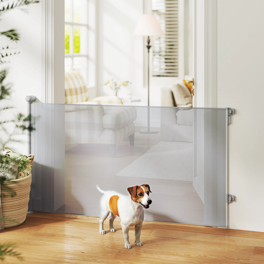Barriera per cani retrattile 0-140 cm ¨C zephmum ¨C grigio