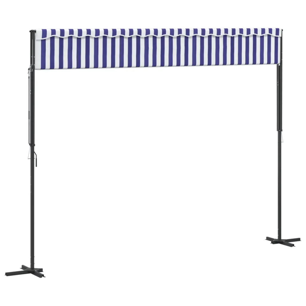vidaXL Tenda da Sole Blu e Bianca 400x300 cm in Tessuto e Acciaio