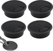 Cavo passante 60mm per scrivania - Copertura gommata - Realizzato in ABS resistente al tempo - Forma unica - Spazio per più cavi - Cassetta per cavi