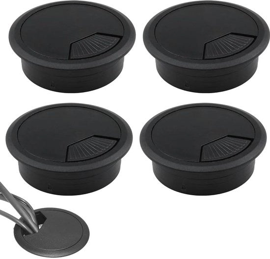 Cavo passante 60mm per scrivania - Copertura gommata - Realizzato in ABS resistente al tempo - Forma unica - Spazio per più cavi - Cassetta per cavi