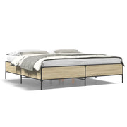Letto matrimoniale | Letto per adulti | Giroletto Rovere Sonoma 180x200 cm in Legno Multistrato Metallo