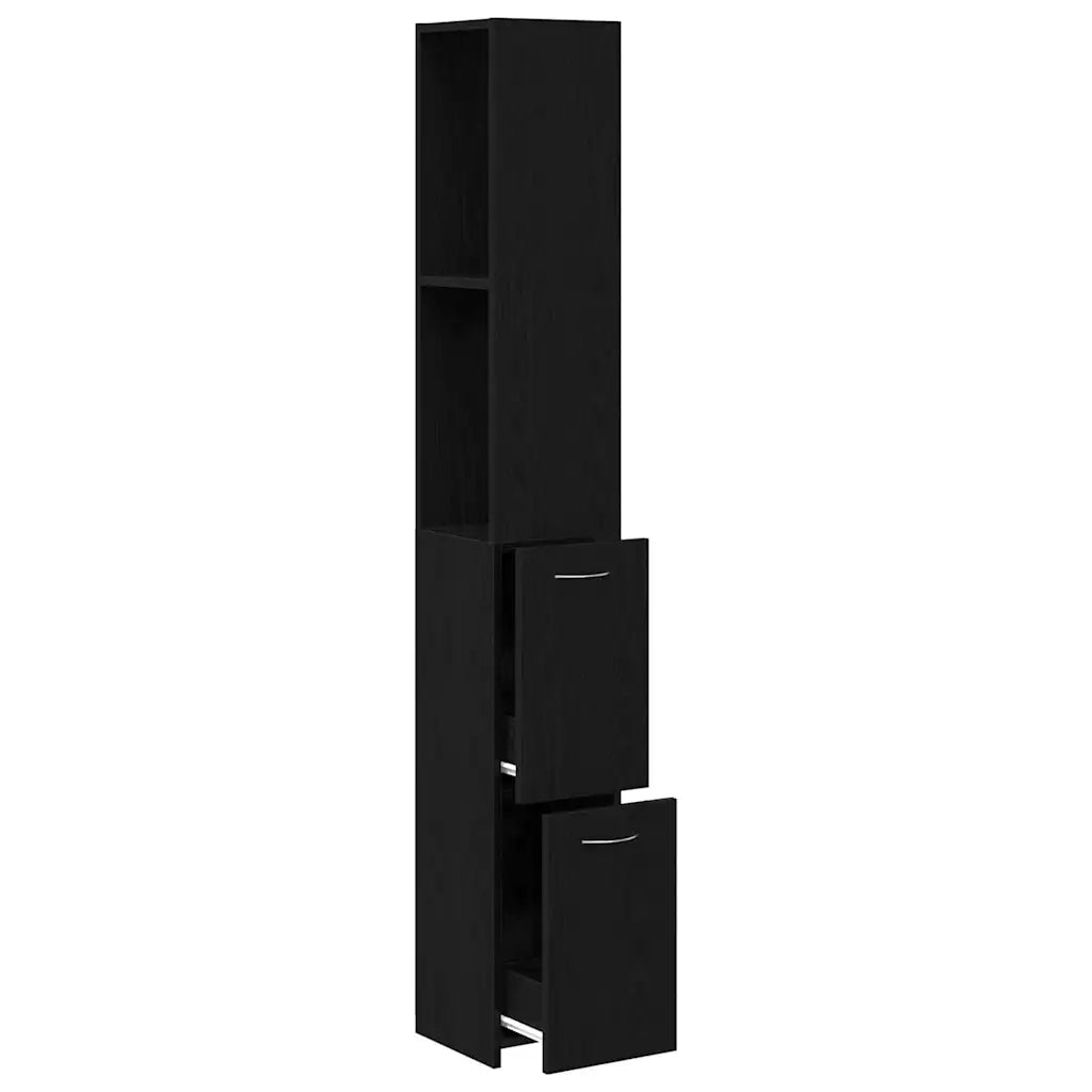Mobile da Bagno Rovere Nero 25 x 25 x 170 cm Legno multistrato 862669