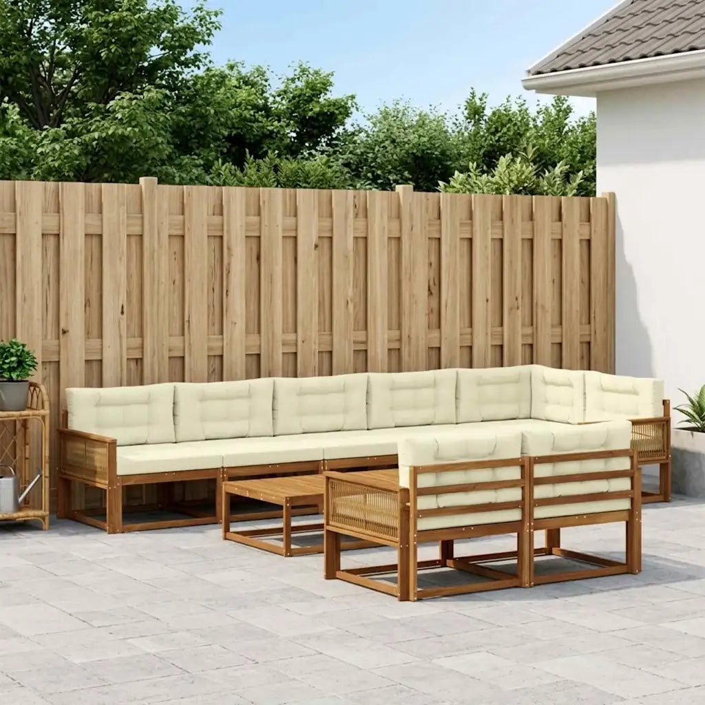 Set di divani da esterno con cuscino 9 pcs Naturale e Crema