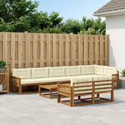 Set di divani da esterno con cuscino 9 pcs Naturale e Crema