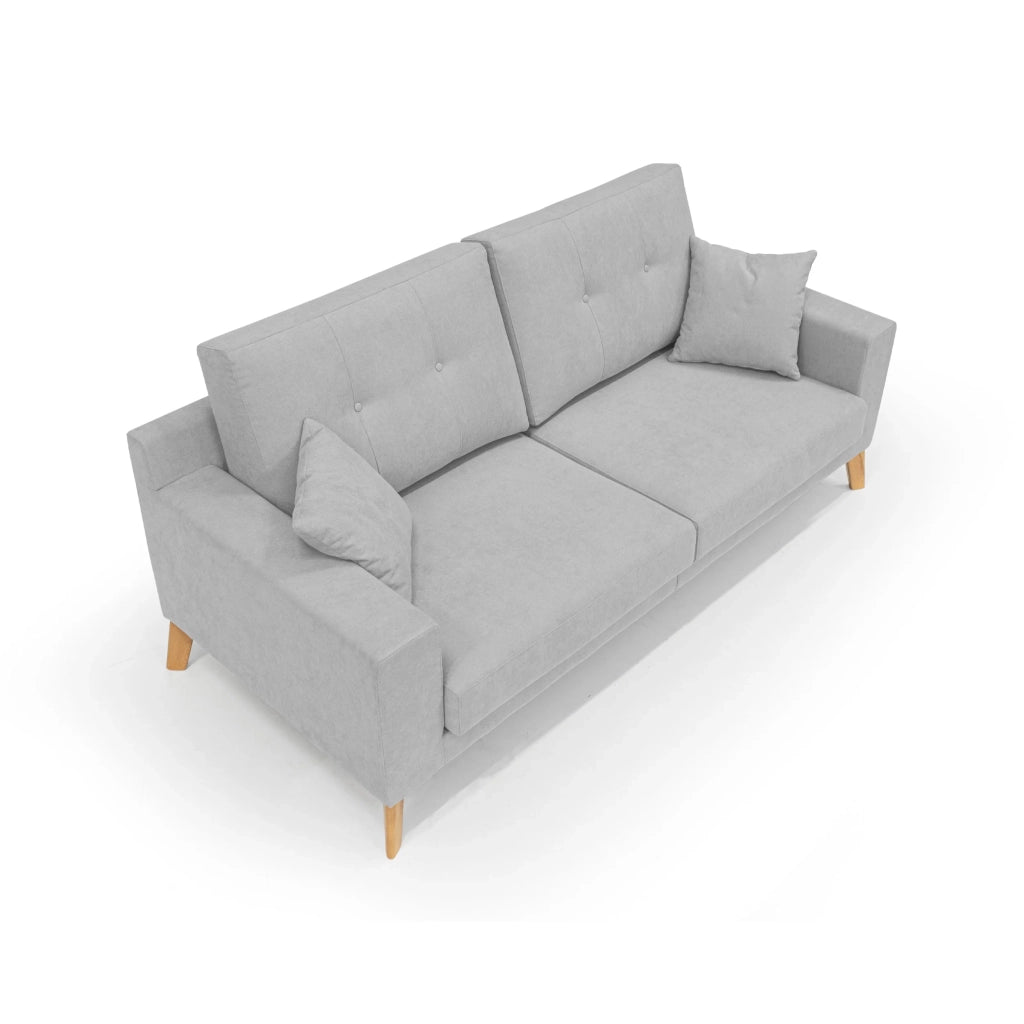 Danish Divano moderno in tessuto morbido impermeabile T02 166 cm grigio chiaro