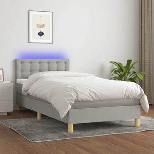 Letto a Molle Materasso e LED Grigio Chiaro 80x200 cm Tessutocod mxl 74863