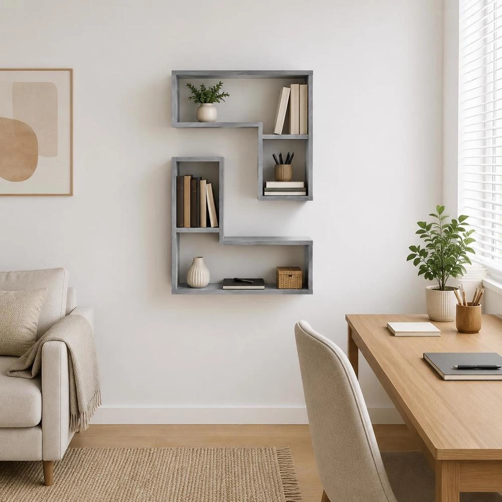 Wall Shelves, 2 Pieces, Concrete Grey, 50x15x50 Cm, Wood-based Material