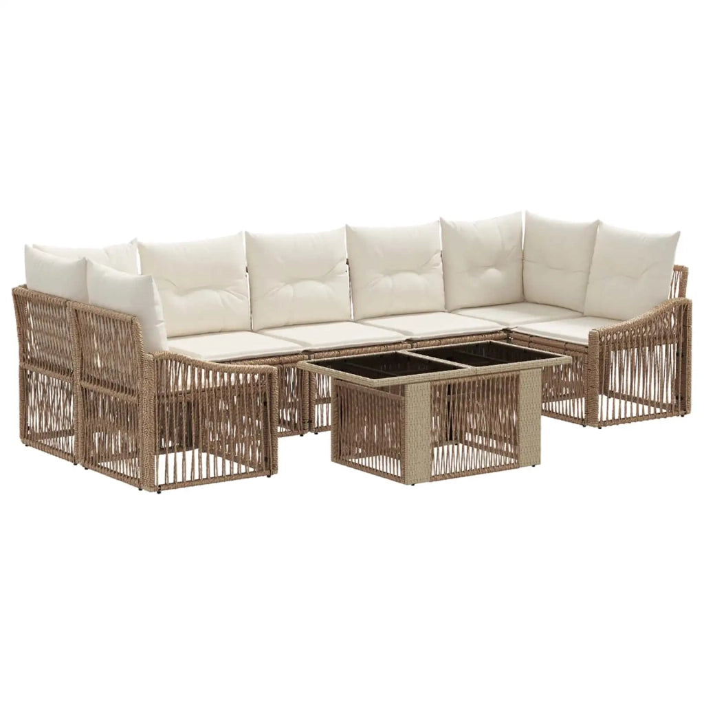 Set Divano da Giardino 8 pz Beige e Bianco Crema polyrattan 3437217