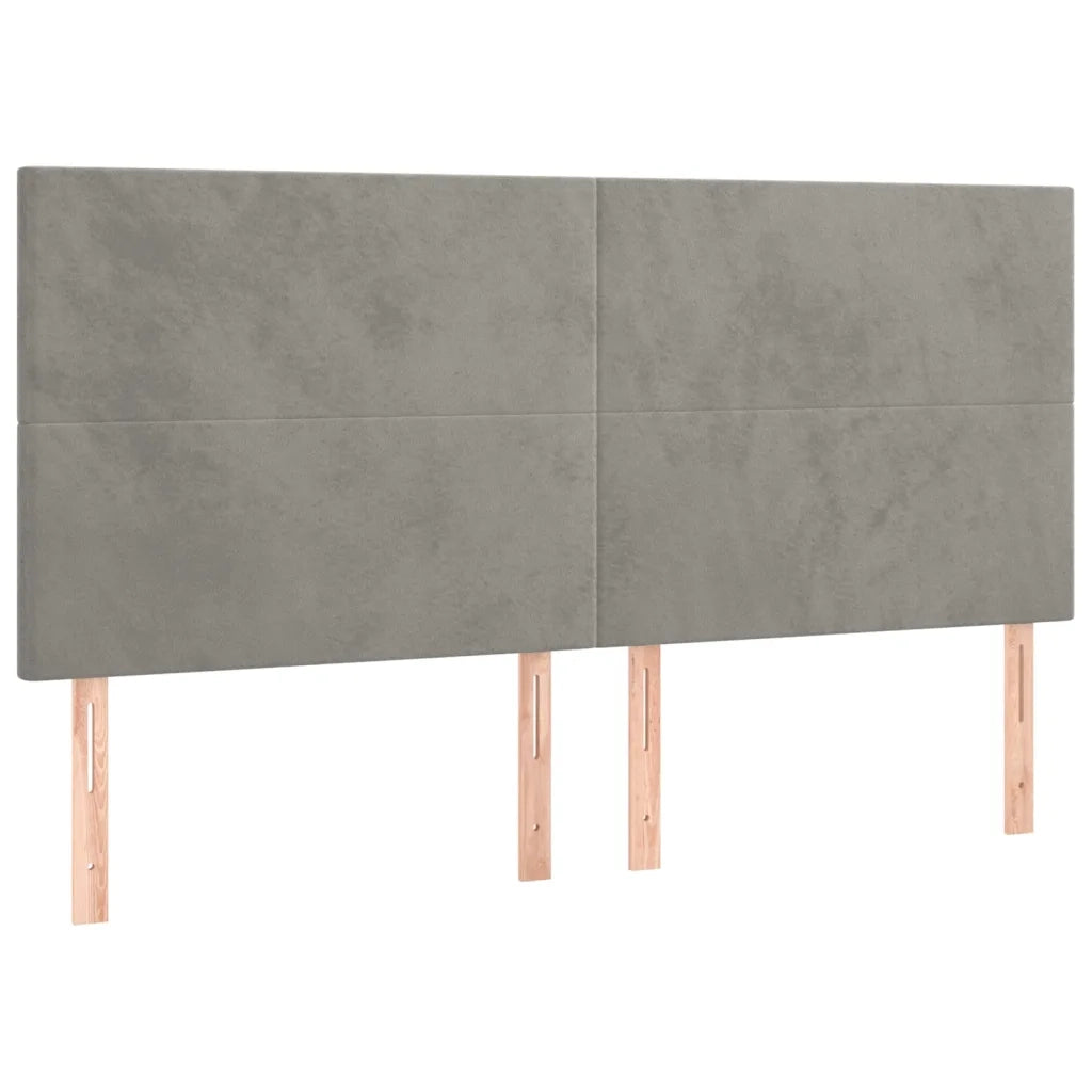 Letto a Molle Materasso e LED Grigio Chiaro 200x200 cm Velluto