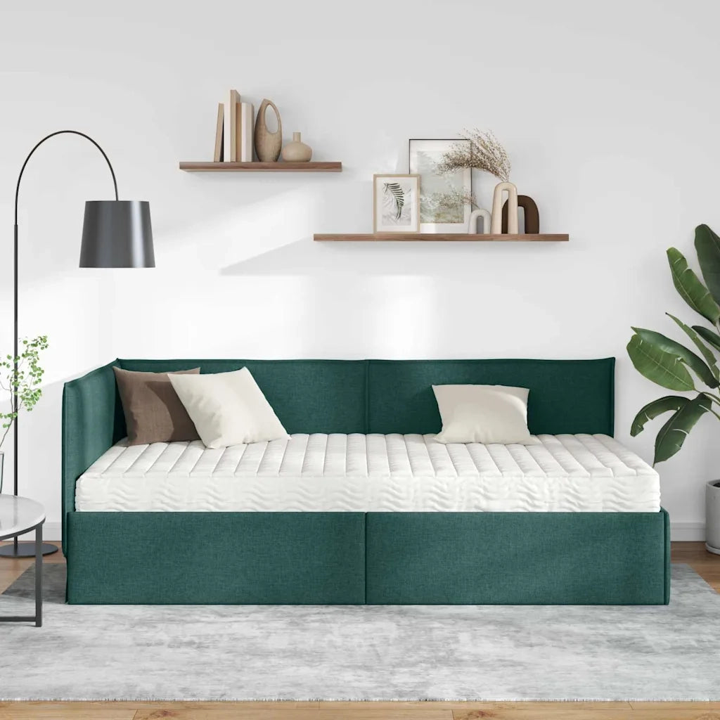 Struttura Letto Angolare con Materasso 2 pcs Verde Velluto 3394009