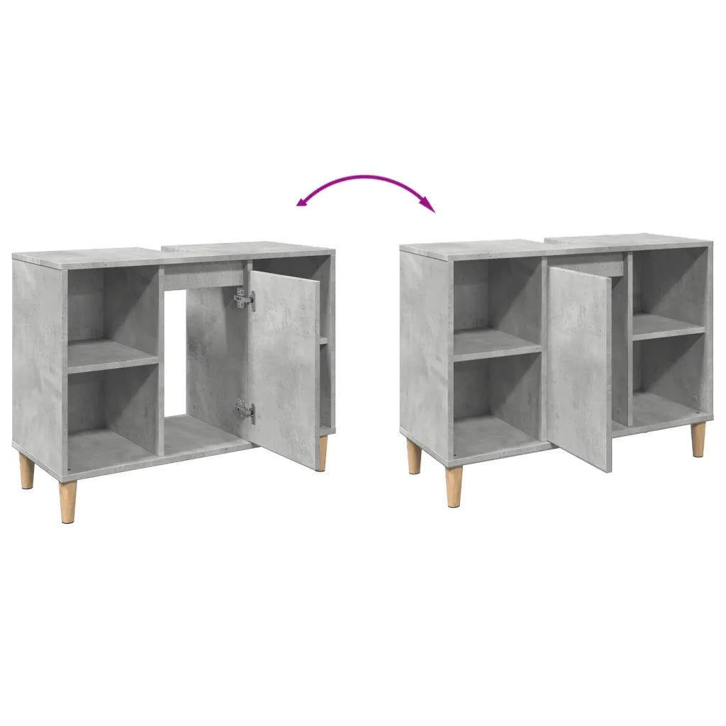 Armadietto da Bagno Grigio Cemento 80x33x60cm Legno Multistrato 857132
