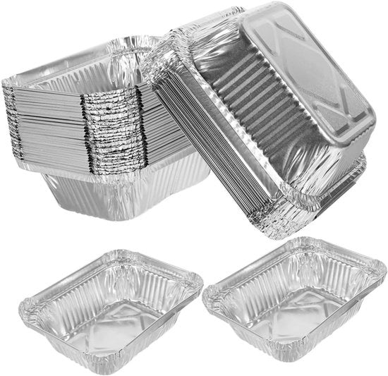 Set di forme per torta in alluminio da 100 pezzi - 260 ml | Piccole scatole per dessert | Forme per torta in alluminio per torte, pane, dessert, forno | Stivabili e pratiche
