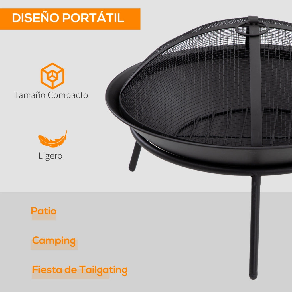Braciere da Giardino con Coperchio ¨C Xylo ¨C Metallo Nero ?47x33cm
