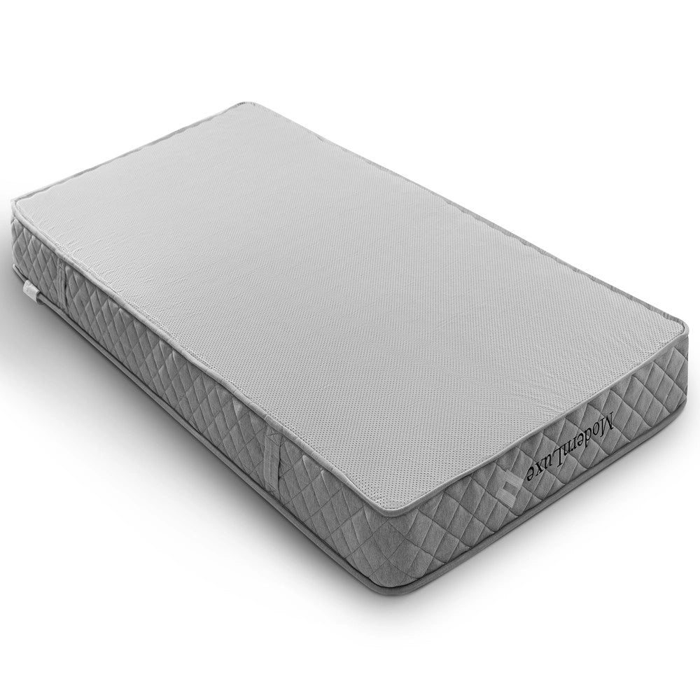 Letto Imbottito Singolo con LED, Contenitore Idraulico e Testiera ¨C MINIMAL ¨C 90x200, Tessuto Beige